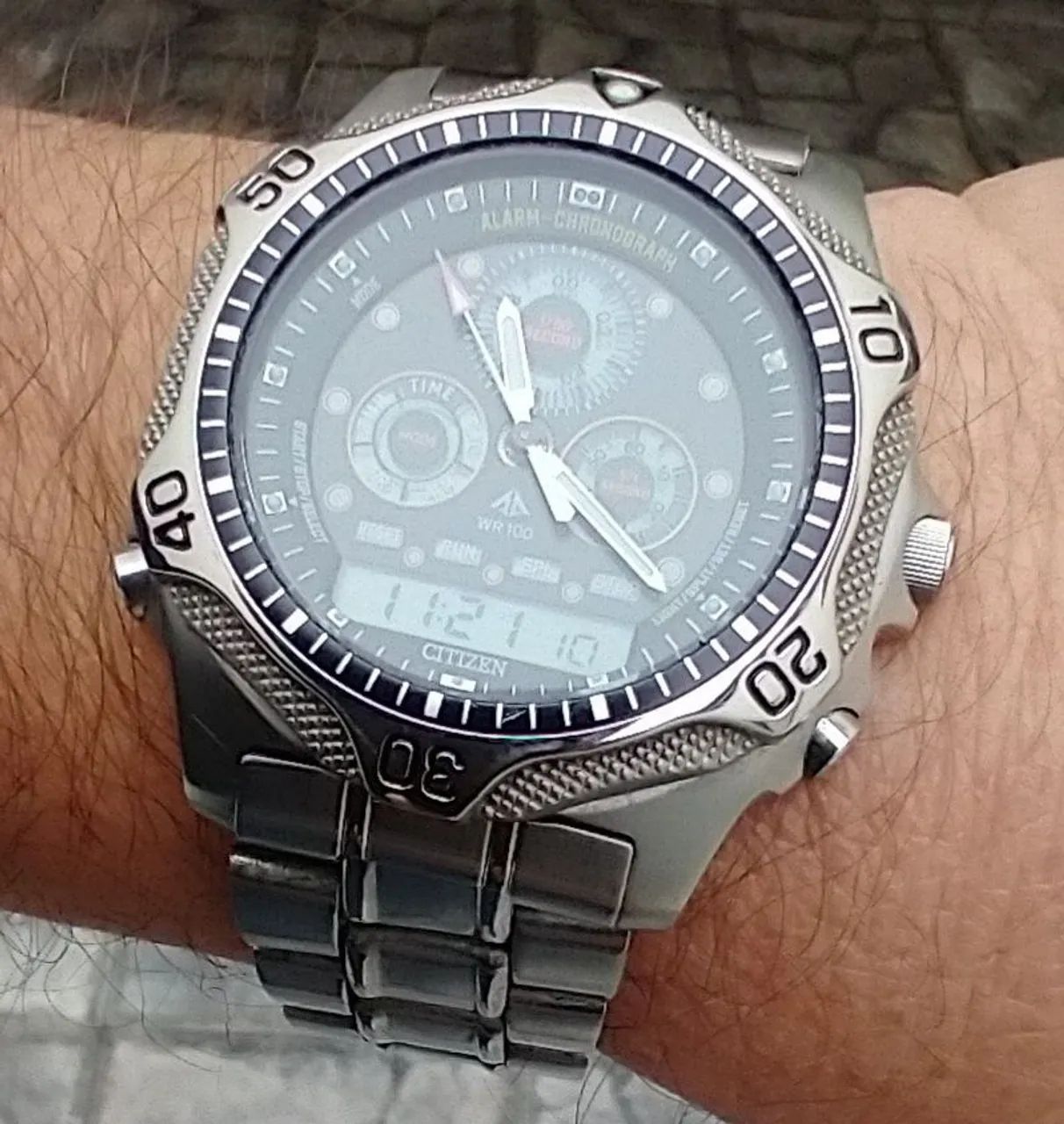 レトロ⭕昭和63年購入 ⭕ セジュール・クリング⭕CITIZEN Relógio antigo Citizen Combo Analógico Digital Cronógrafo japonês