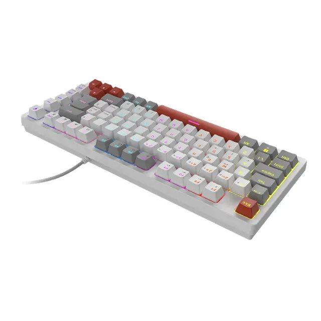 Teclado Mecânico 75% Pcyes Kirin White Ghost Rainbow Switch Blue - WZetta - Foto 4
