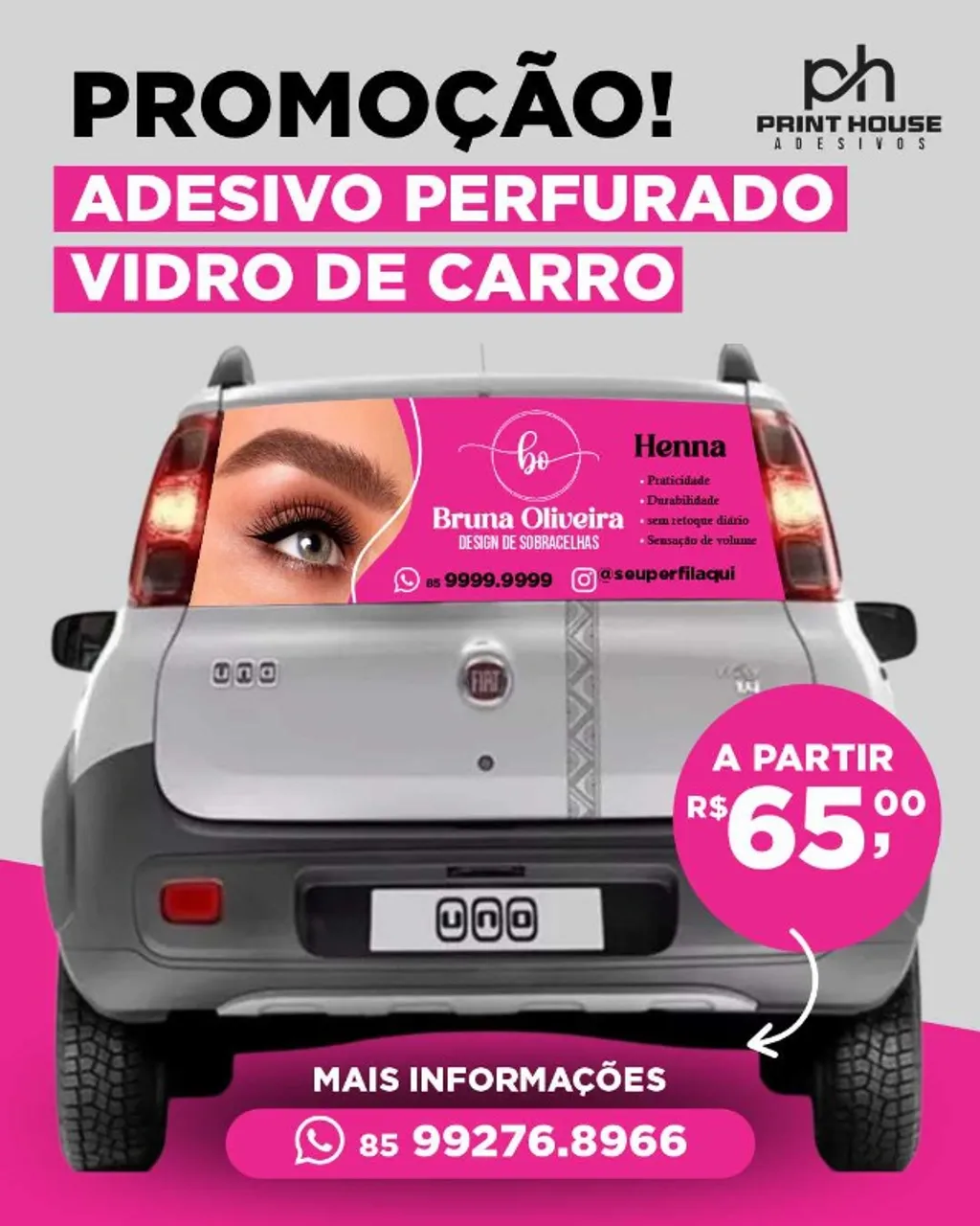 ADESIVO PERFURADO PARA VIDRO DE CARRO 