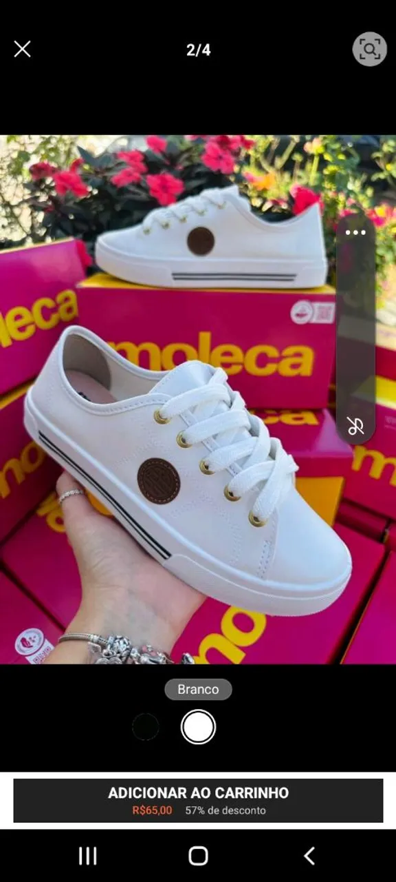 Tênis Moleca Branco com Detalhe Marrom