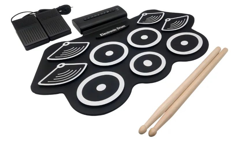 Bateria Eletrônica Portátil 7 Pads com Baquetas