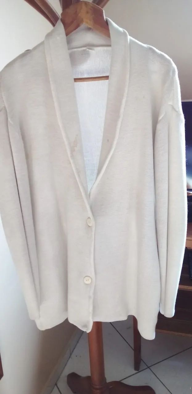 cardigan de lã branca - Foto 4