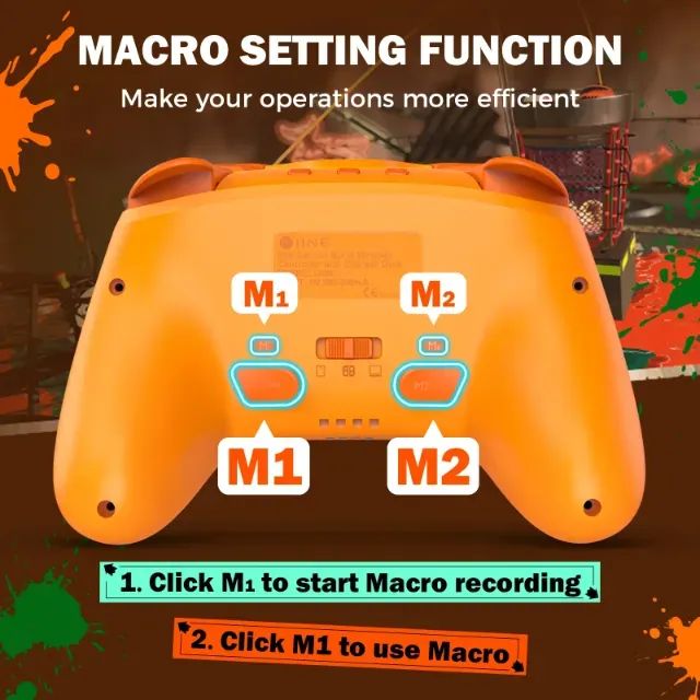 Controle IINE Salmon Burst com Dock de Carregamento - Compatível c/ N Switch, Celular e PC - Foto 5