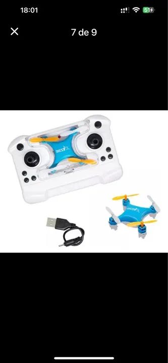 Mini Drone Azul Aerobat Quatro eixos Com Radio Controle - Foto 6