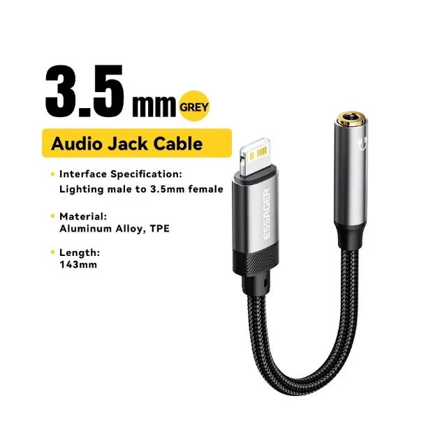 Cabo de áudio de Iphone Lightning para P2 3,5Mm Essager - Foto 3