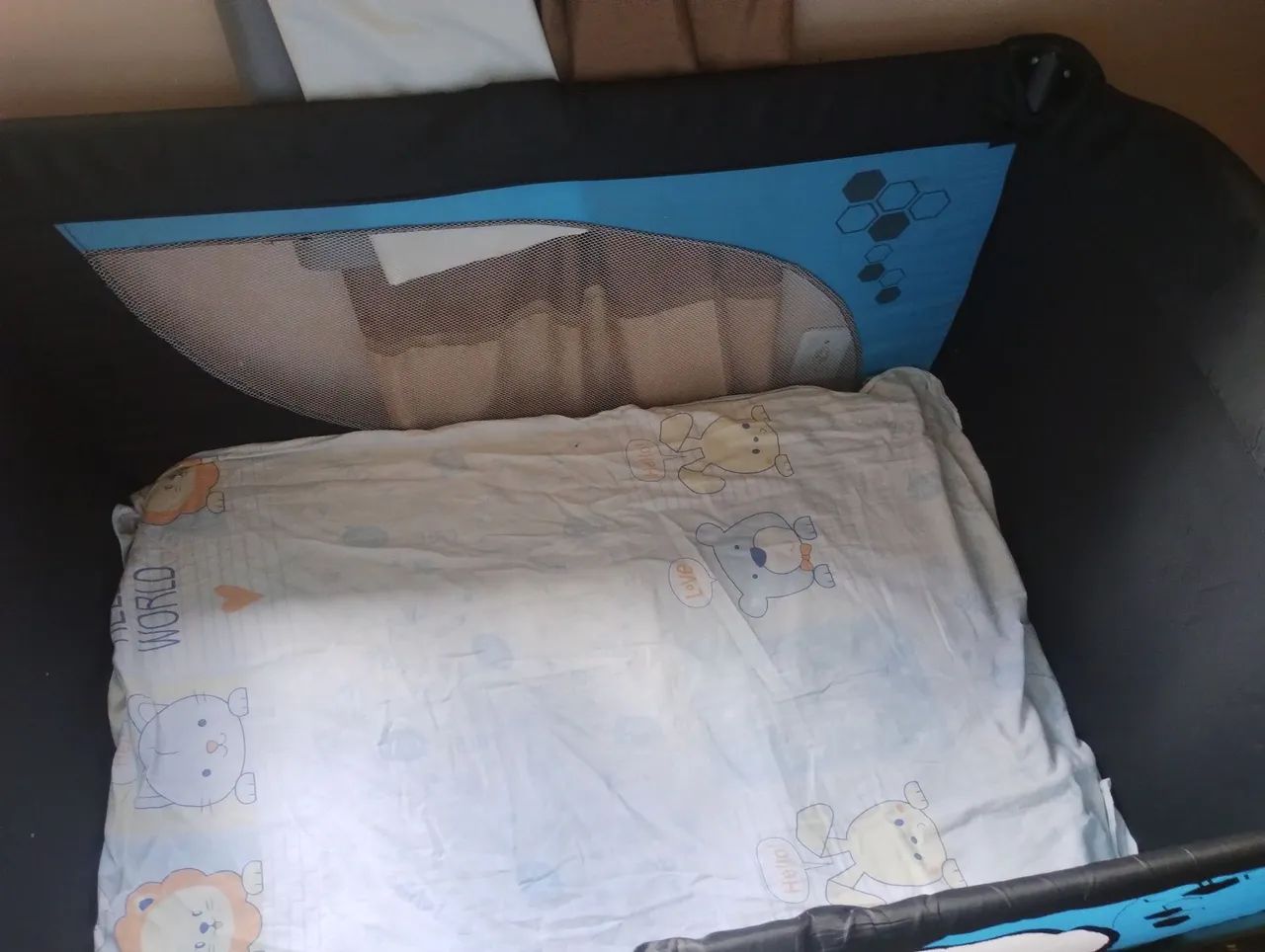 Berço portátil para bebê - Azul e Preto - Foto 5