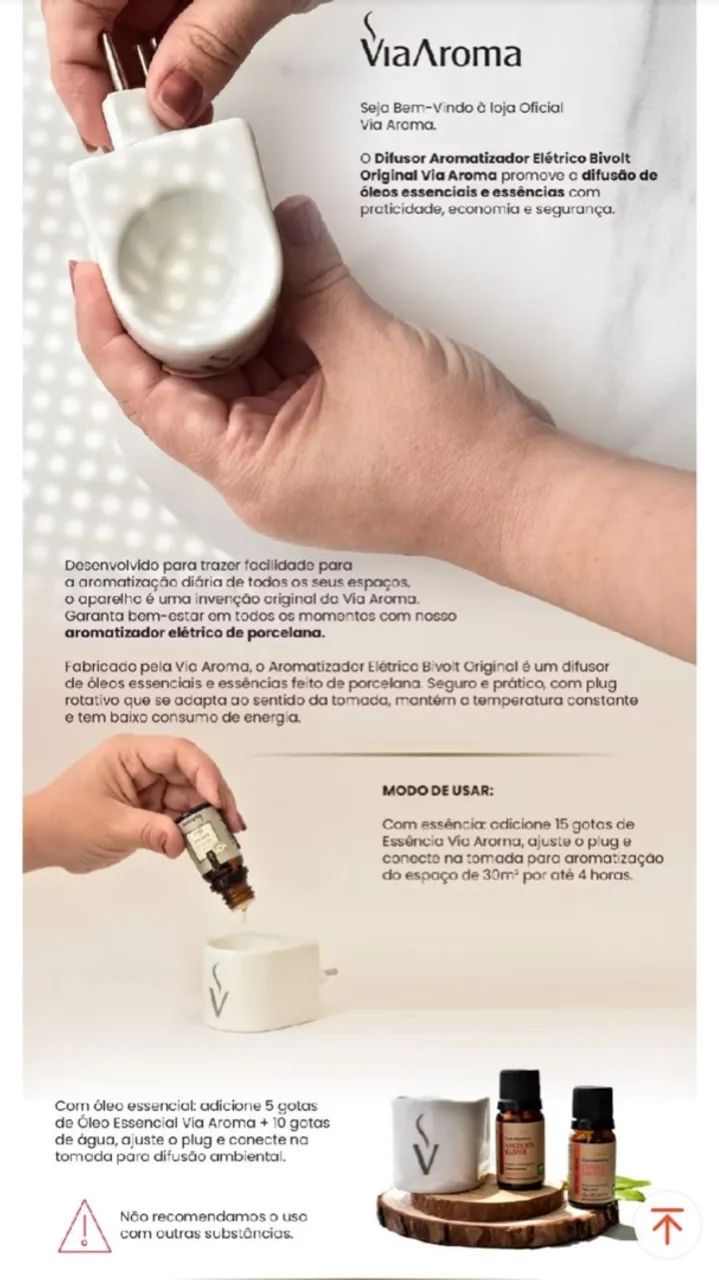 Aromatizador Difusor Elétrico Porcelana Original Via Aroma - Foto 2