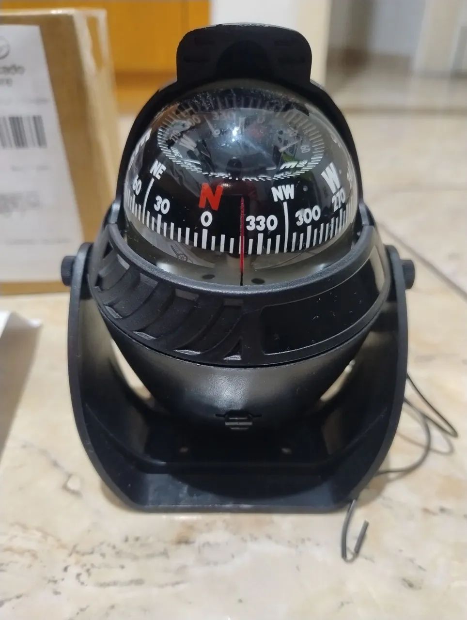 Compass with Nautical Base with Illumination, Black Color, Large Size, New, Never Used.