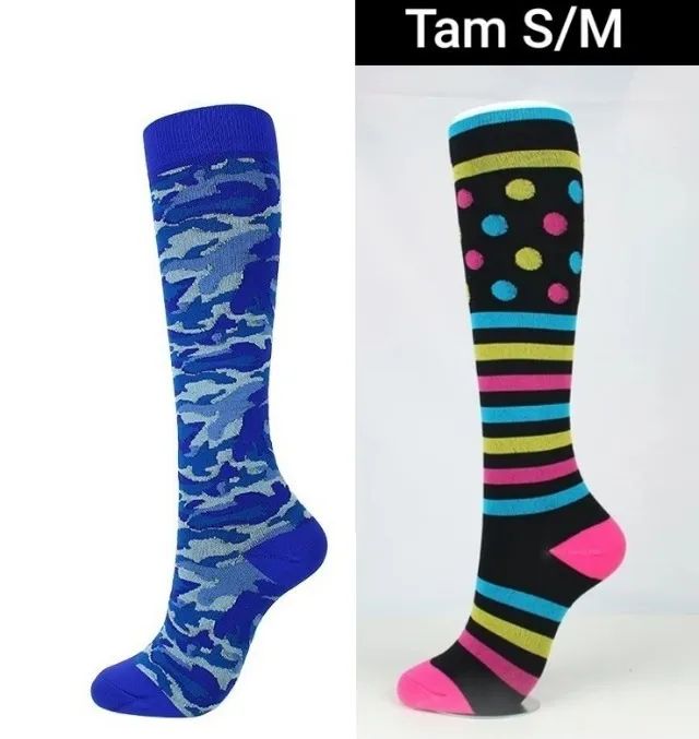  kit 2 meias de compressão estampada tamanho P / M