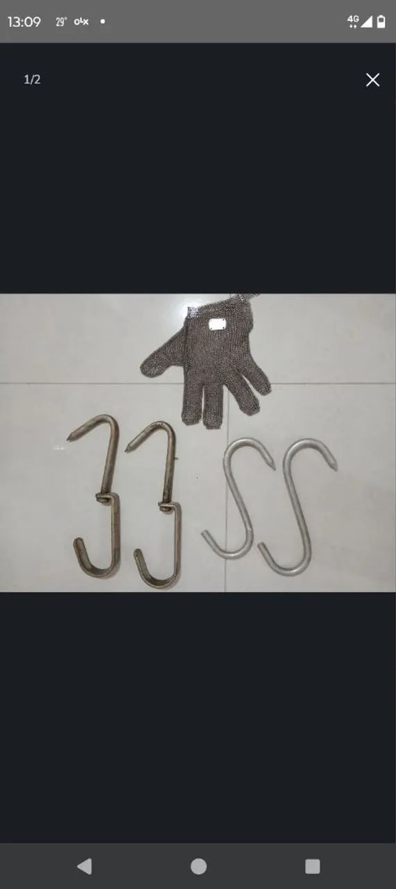 Gancho e luva aço inox - 5 peças