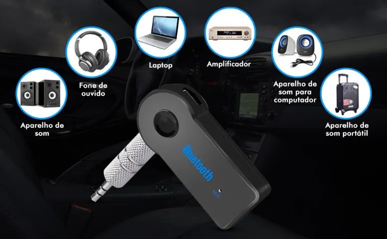 Adaptador P2 Bluetooth Receptor Audio para Som do Carro - Foto 3