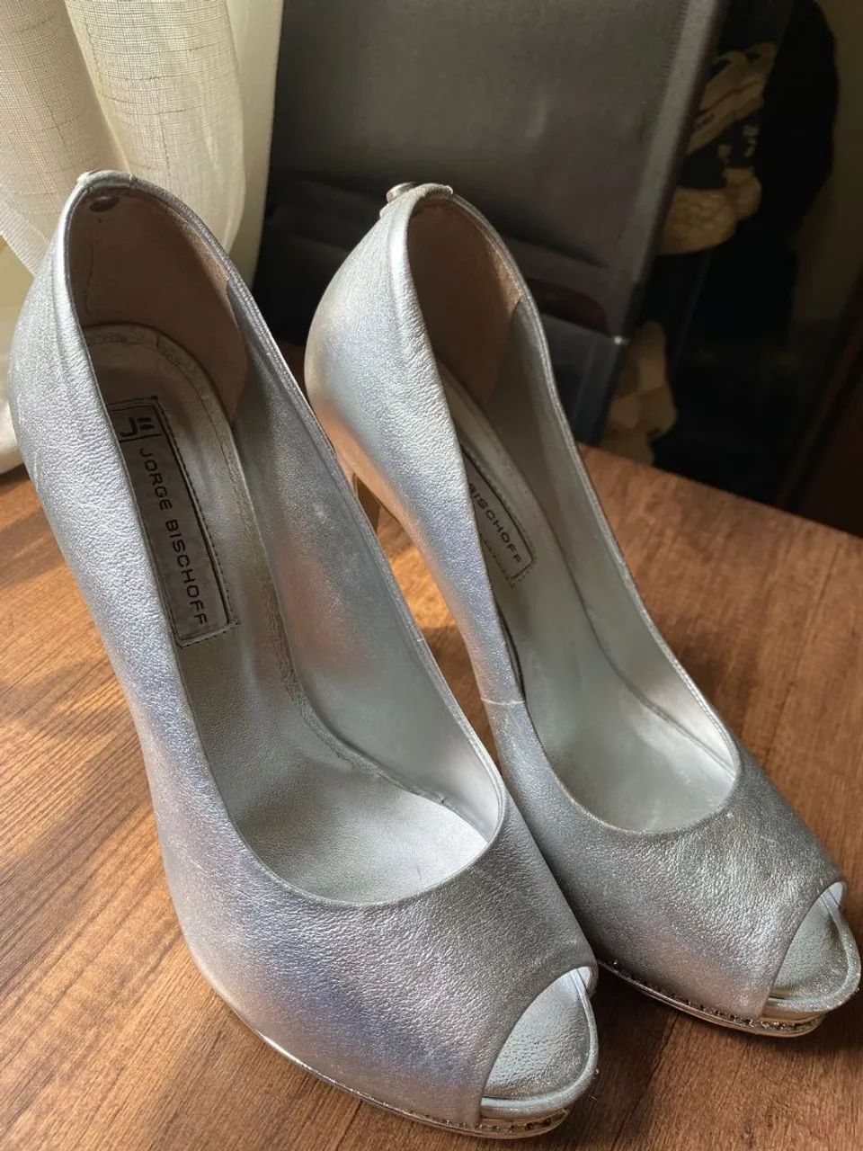 Salto Alto Prateado Elegante Salto noiva Jorge Bischoff n° 36