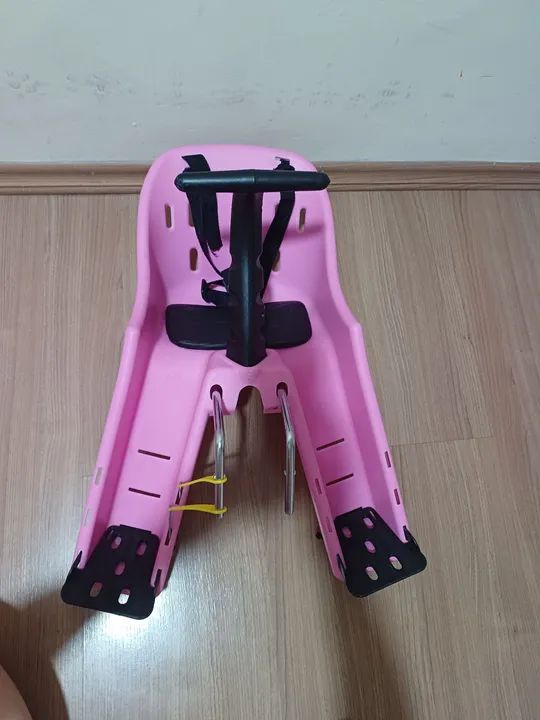 Cadeirinha para bicicleta infantil rosa - Foto 2