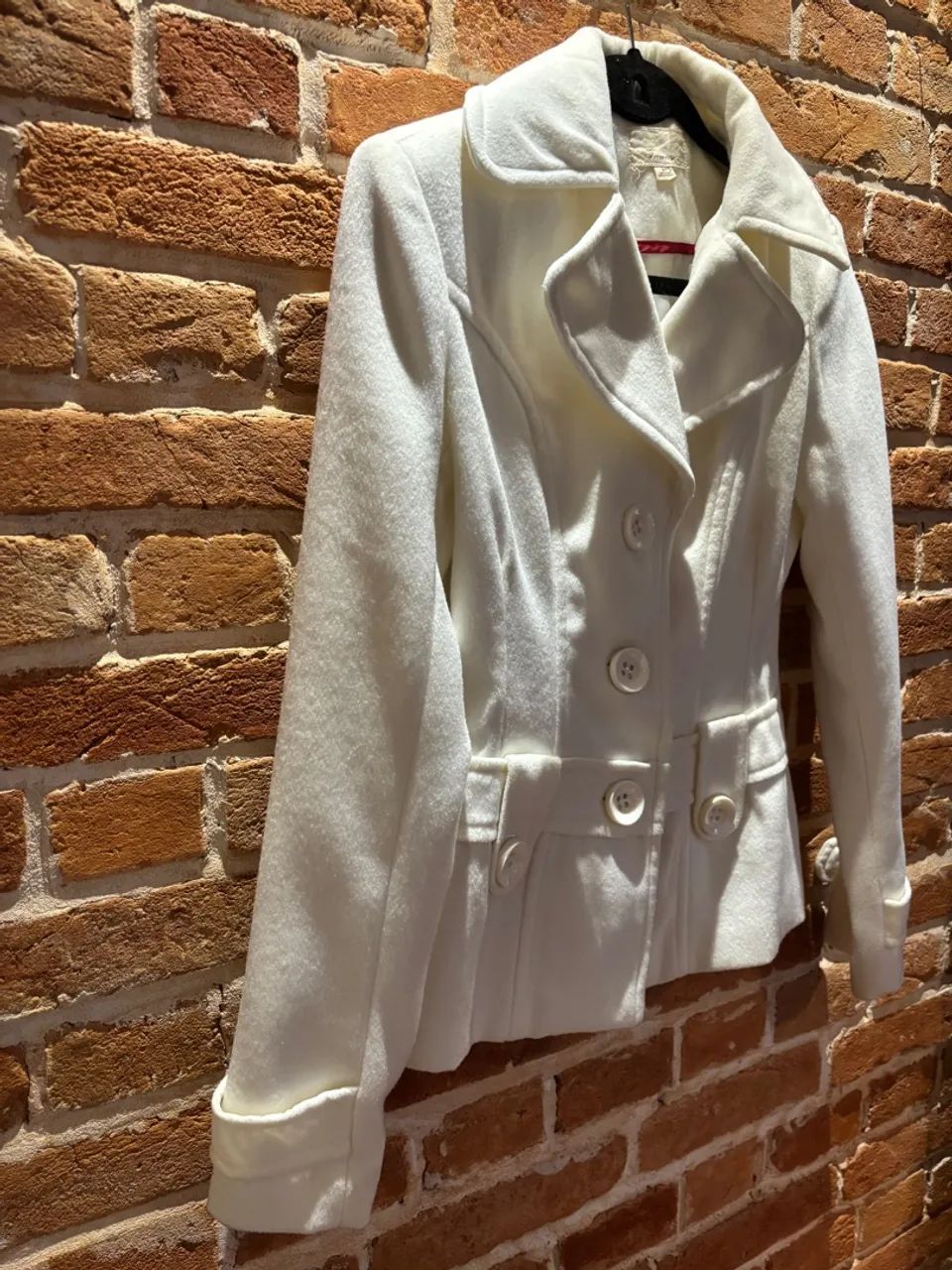 Casaco de lã branco feminino  - Foto 2