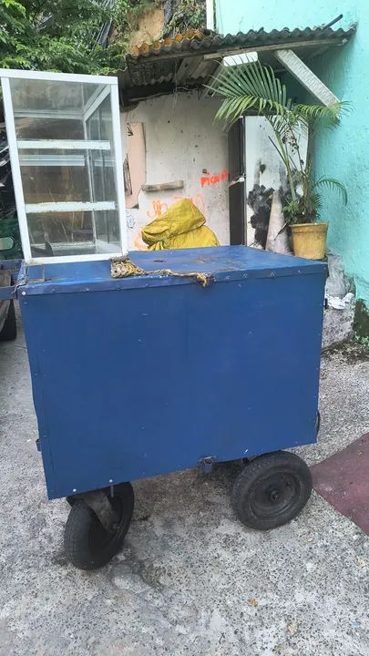 Carrinho de mão azul em ótimo estado