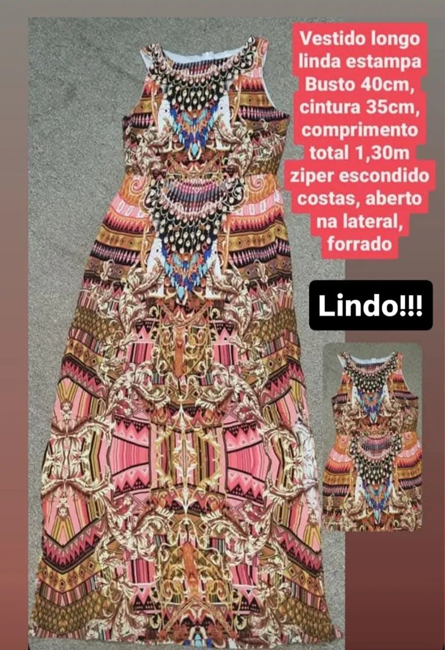 Vestido longo P estampado