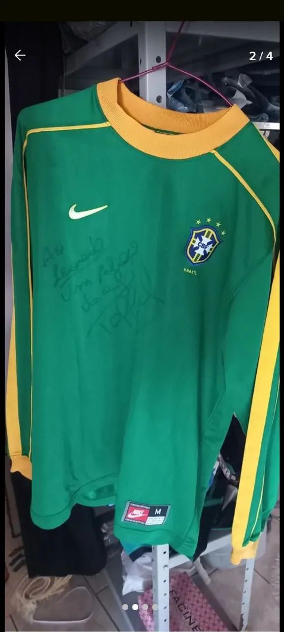  Autografada pelo taffarel - camisa goleiro selecao brasileira / tam M