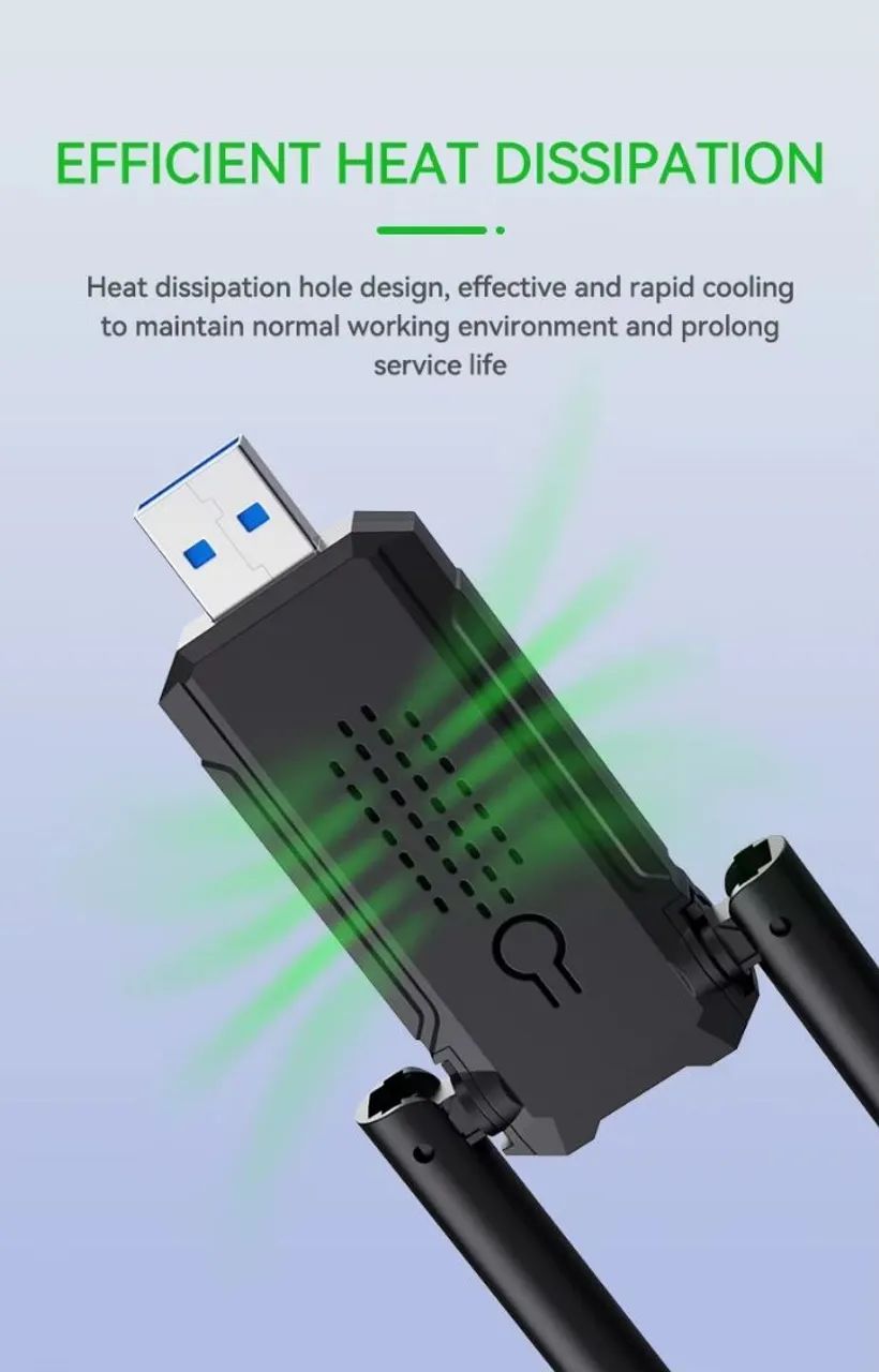 Adaptador USB WiFi Wireless 1200Mbps Dual Antena - Foto 5
