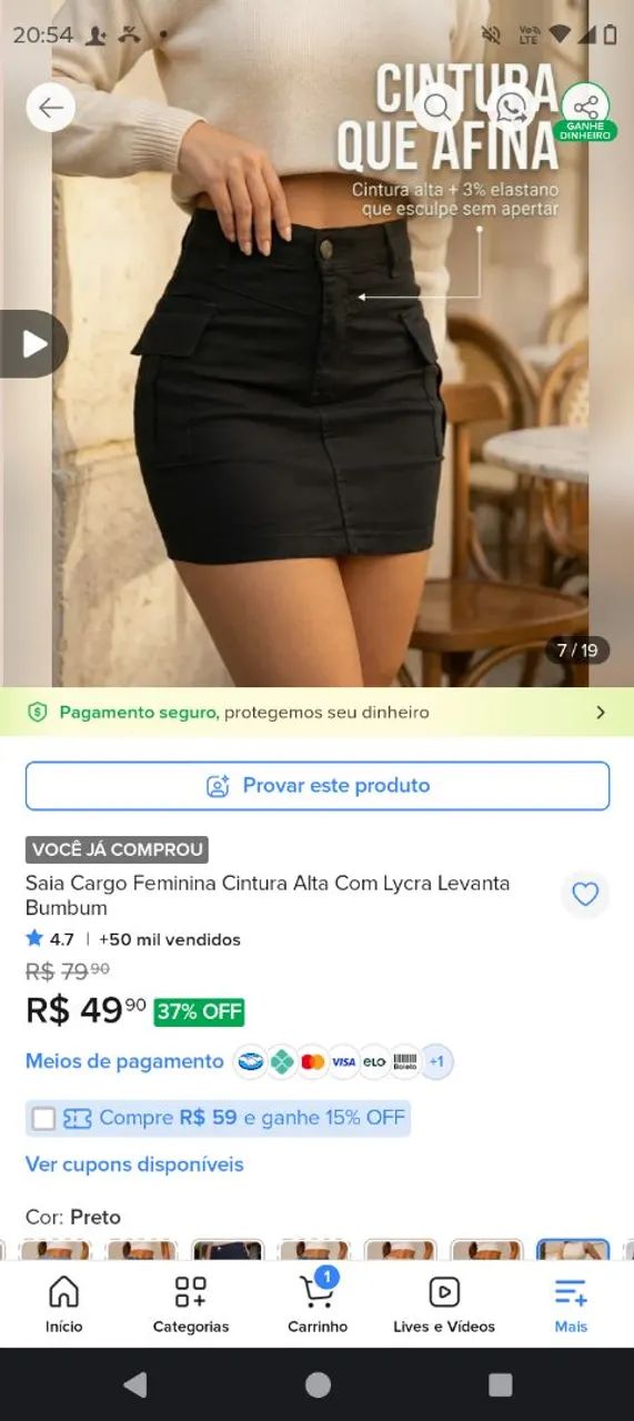 vendo uma saia preta 