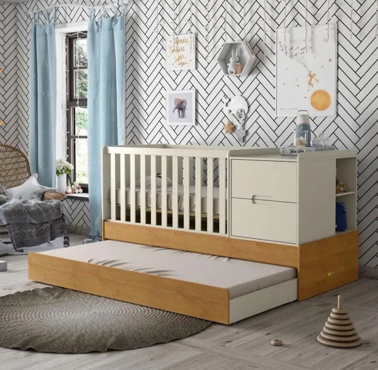 Berço Premium + Cama Auxiliar + Brinde Colchão - Formare Off White  - Foto 5