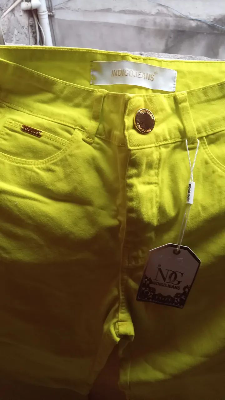 CALÇA SARJA VERDE NEON INDIGO JEANS - Foto 3