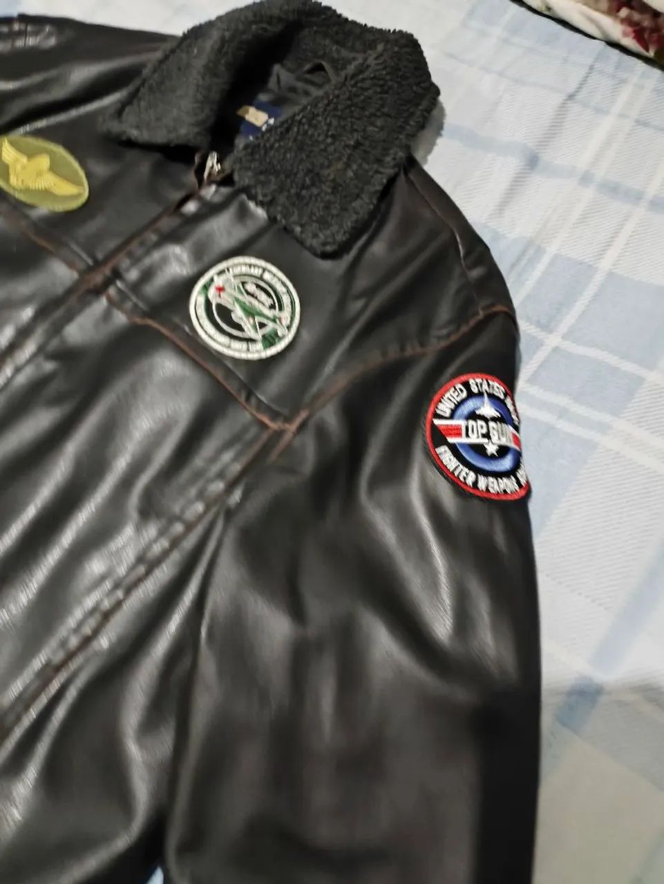 Jaqueta couro sintético estilo aviador  - Foto 2