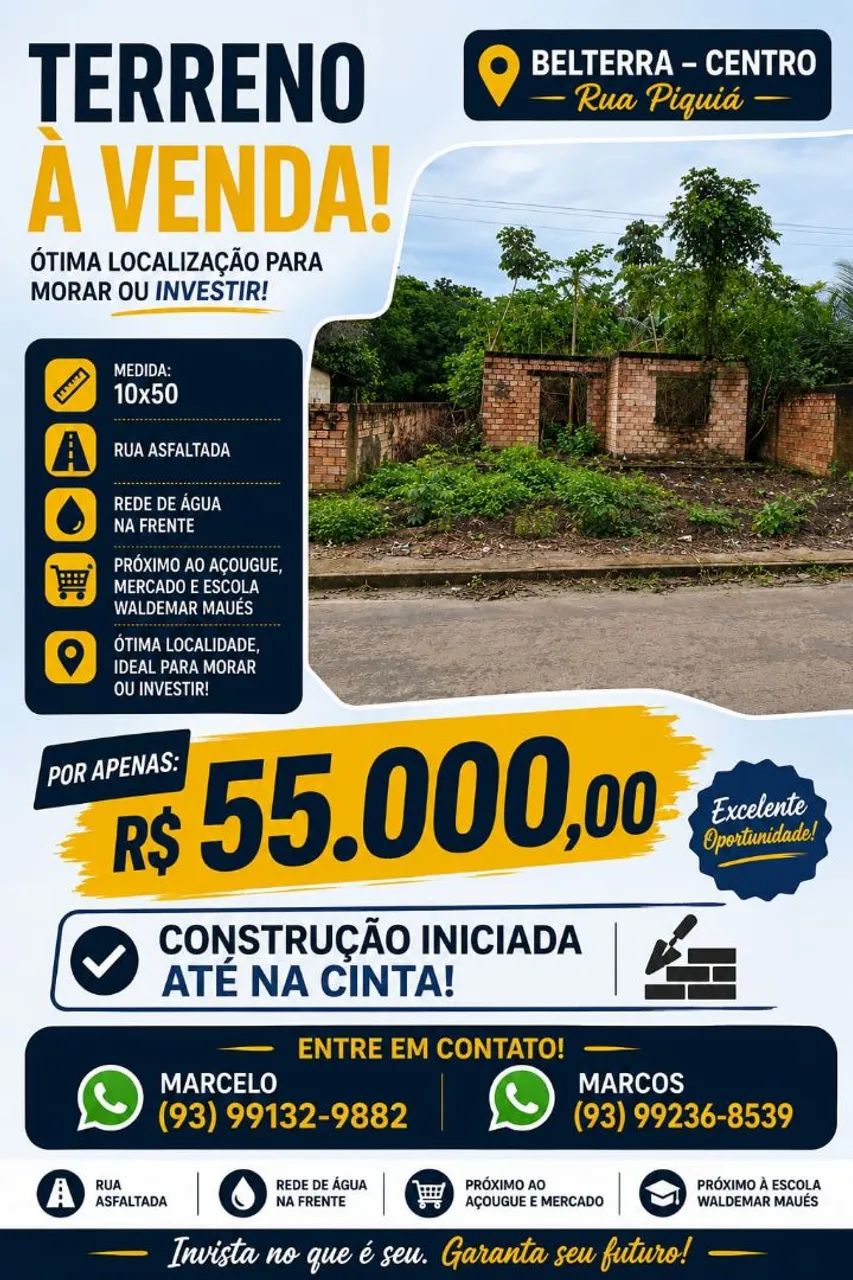 TERRENO À VENDA EM BELTERRA - CENTRO!