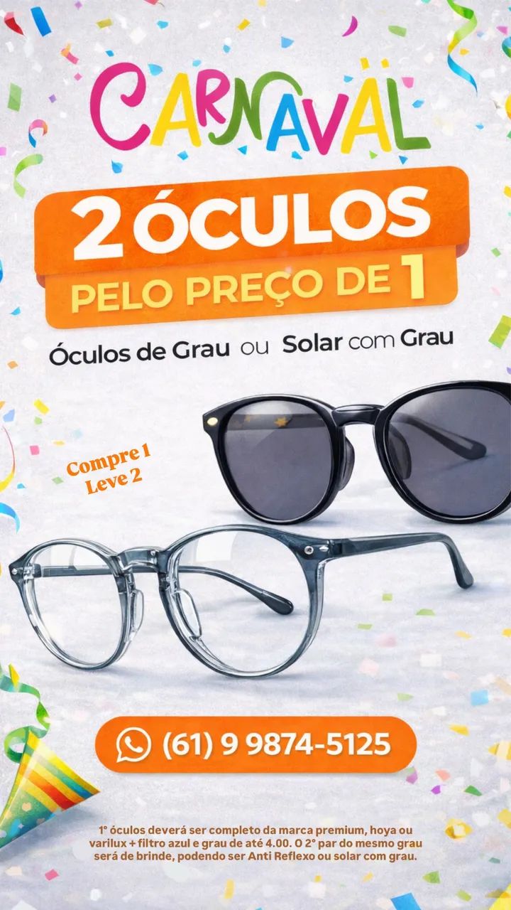 2° óculos grátis