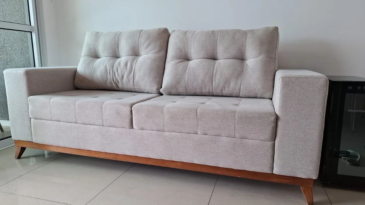 Vendo Sofá fixo com 2 puffs - Foto 5