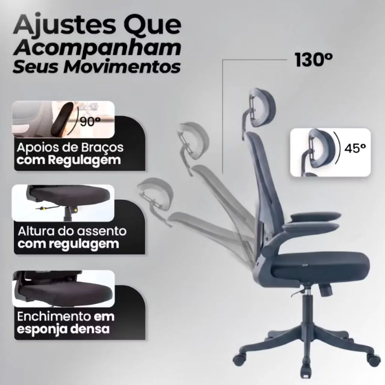CADEIRA ERGONÔMICA EXECUTIVA LACRADA - Foto 5