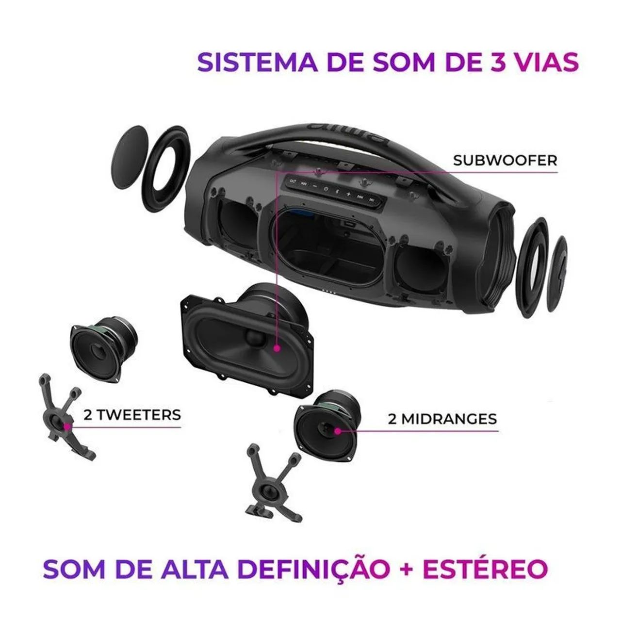 Caixa de som Aiwa Boombox Plux Aws-Bbs-01-B - Foto 3