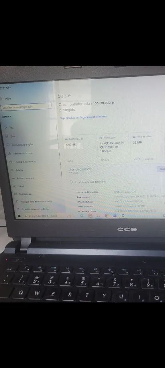 Notebook CCE      500 reais