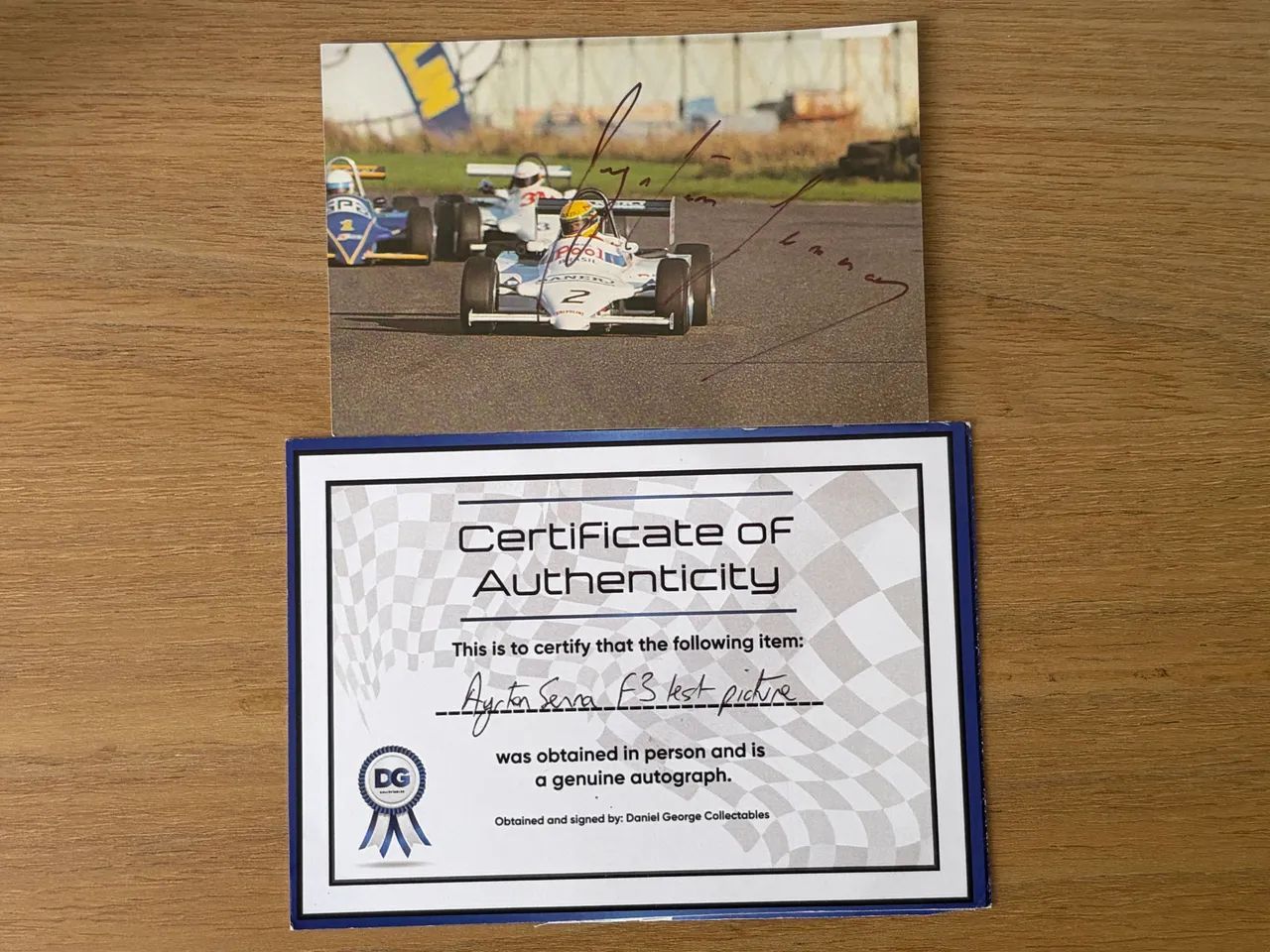Foto anos 80 assinado Ayrton Senna raridade com certificado