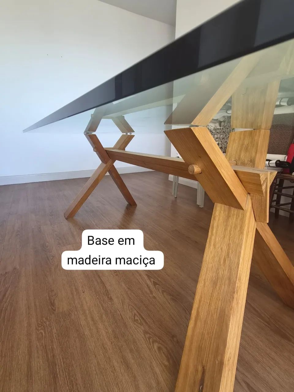 Mesa de Jantar Elegante - Madeira Maciça + Vidro - Foto 3