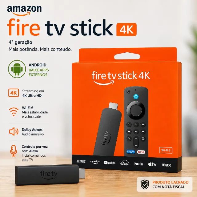 Tv fire stick 4k amazon Wifi 6 8GB lacrado 