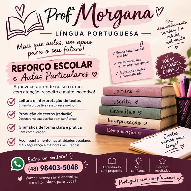 Aulas de  Reforço Língua Portuguesa 