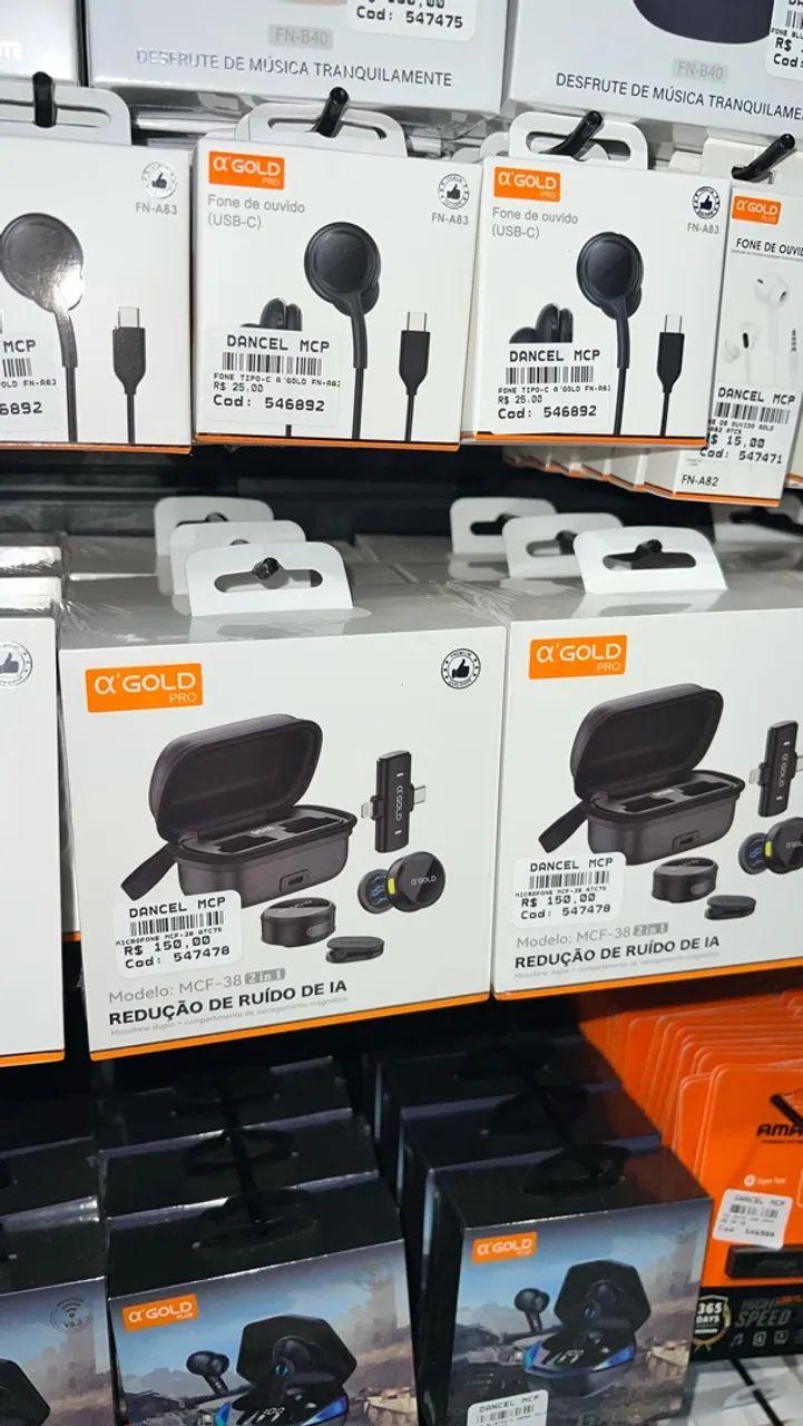 Microfone de Lapela 2em1 Profissional com redução de ruído de IA - Foto 2