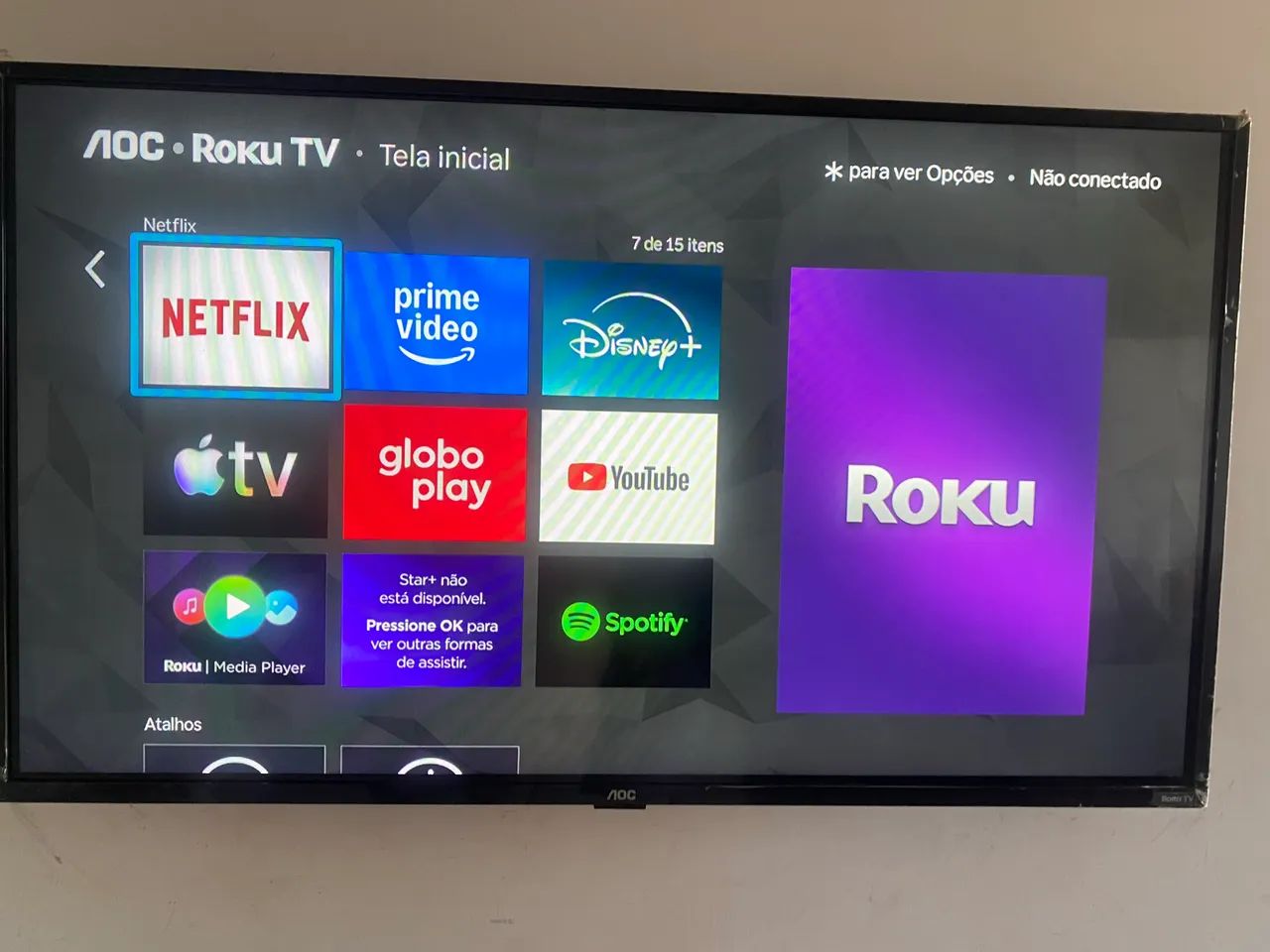 Tv led 43 polegadas AOC Roku entrega local