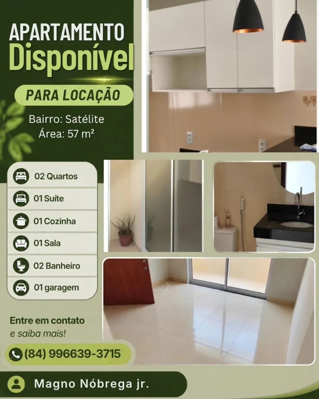 Apartamento térreo com 57m²