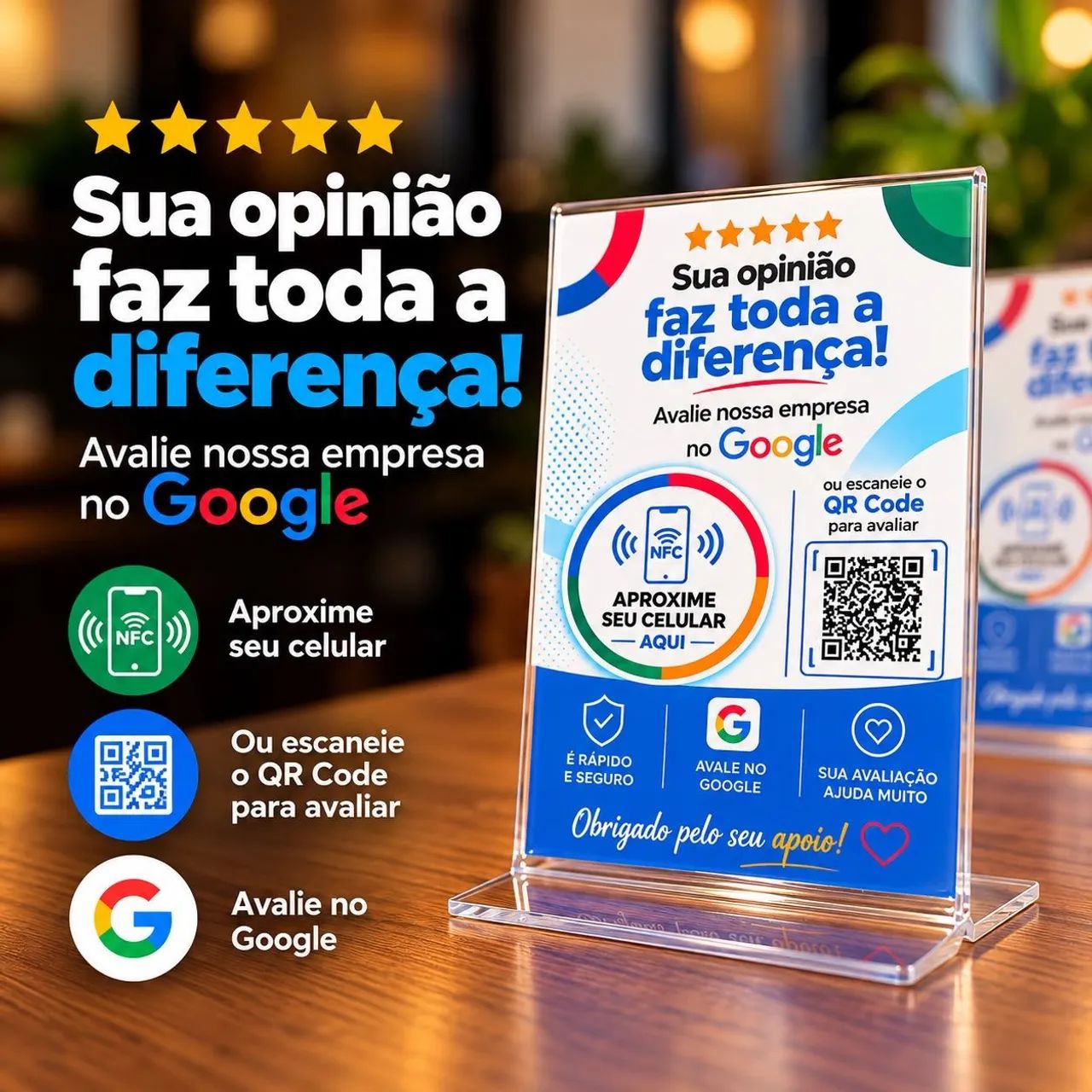 PLACA MFC E QR CODE PARA AVALIAÇÃO GOOGLE