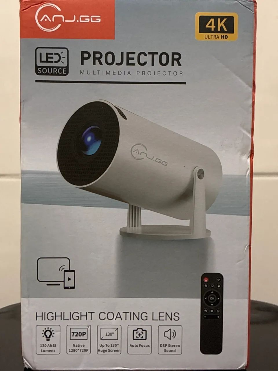 Mini Projetor Smart Led Source AJ-E01 4K WiFi - Novo na Caixa!