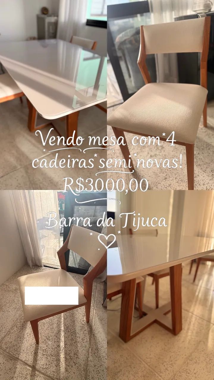 Vendo Mesa com 4 cadeiras semi novas