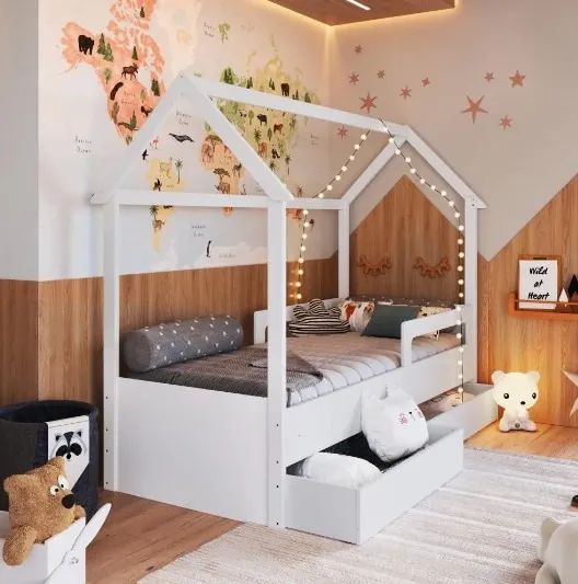 Cama Infantil Montessoriana Com Gavetas Branca - Foto 3