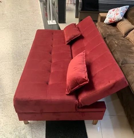 Sofá Cama Arpoador 4 Lugares (Vira Cama de Casal) Veludo Cores - Foto 2