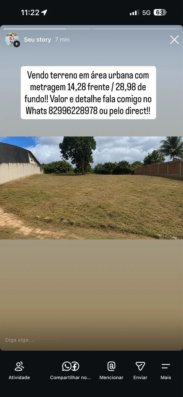 Vendo terreno área urbana 