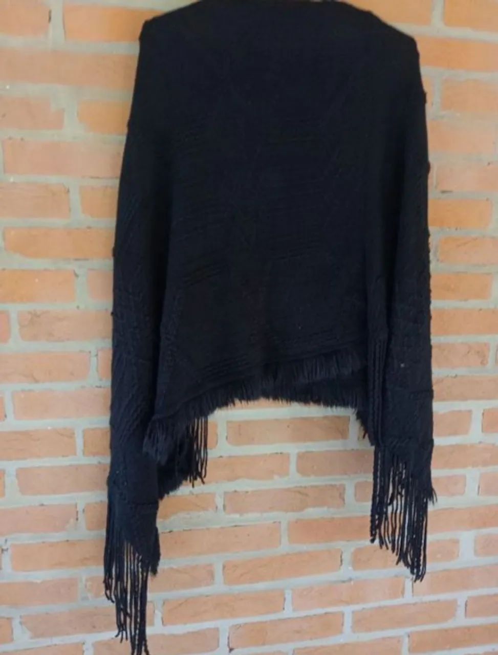 xalé poncho preto em algodão - Foto 2