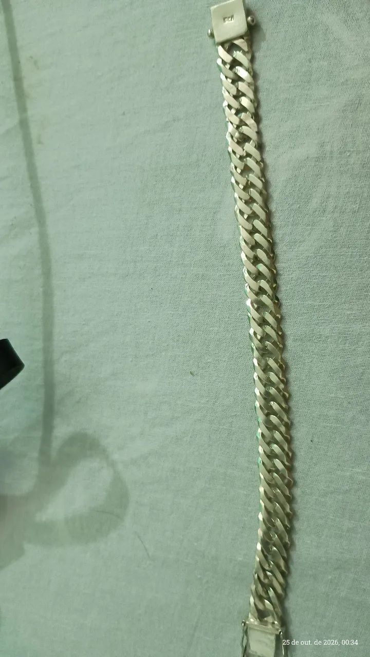 Pulseira de prata elo duplo - Foto 2
