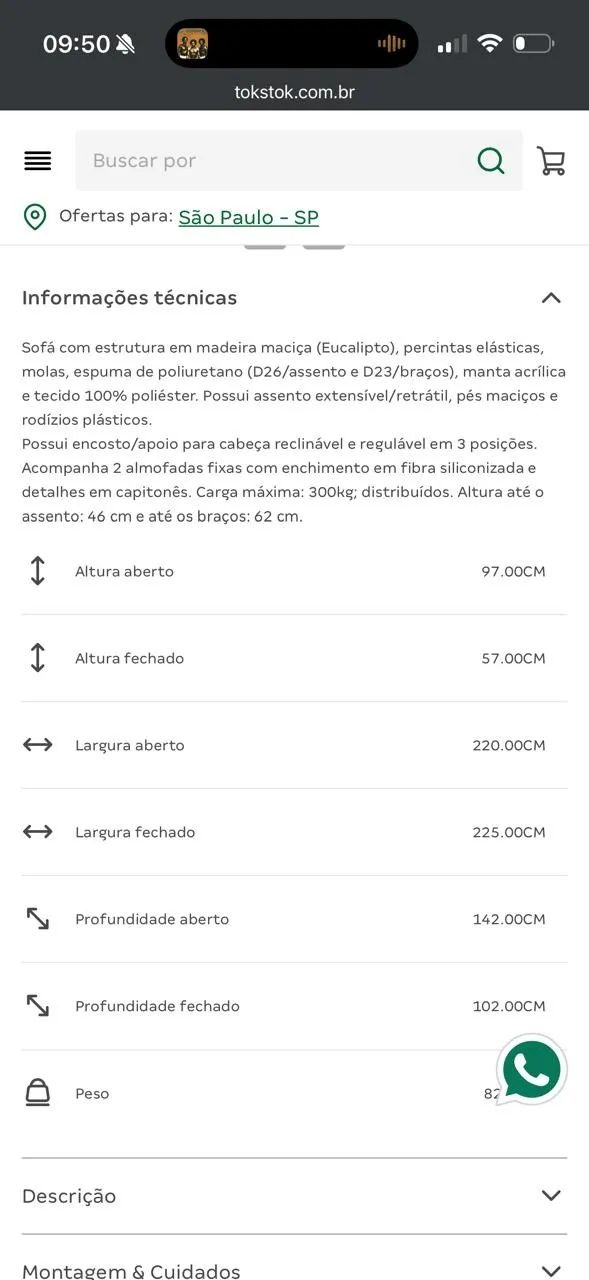 Sofá Retratil e Reclinável Tok Stok 3 lugares - Foto 5