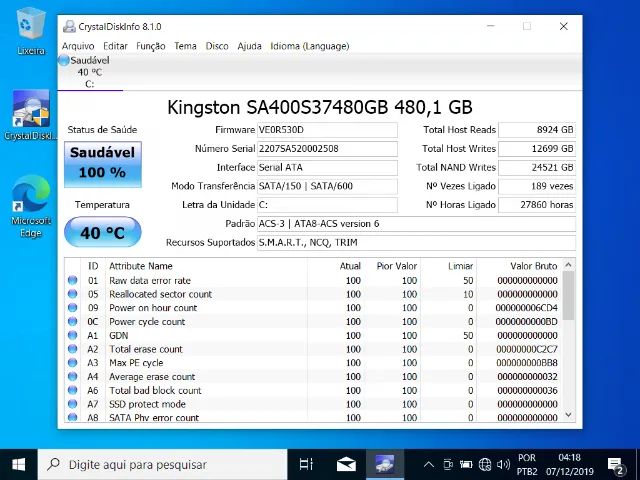 SSD Kingston 480GB (usado) - Foto 4