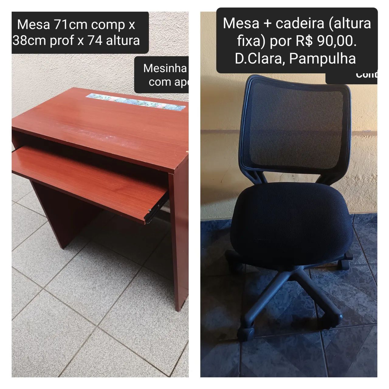 Mesa para computador + cadeira fixa